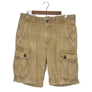 American Eagle Mens Cargo Shorts Size 32 Tan Khaki Y2K Utility Streetwear 10.5"